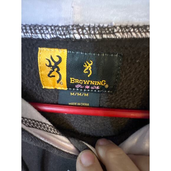 Browning for her med. brown & pink hoodie pullover sweatshirt. Logo on front - Picture 4 of 8
